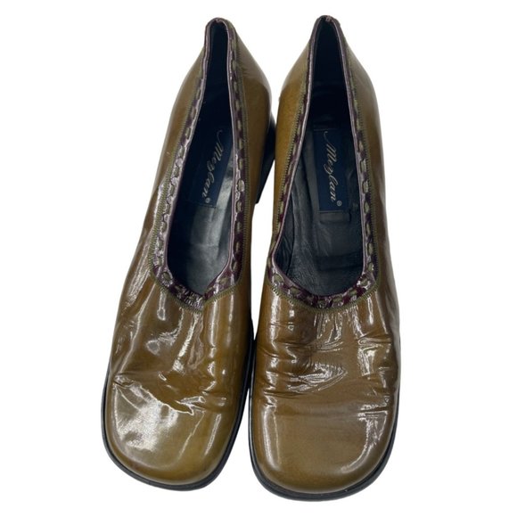 Vintage Mezlan Women's Tan Patent Leather Square Toe Heels Size 8.5M - Picture 2 of 9